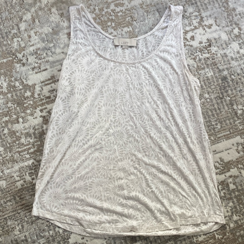 Cream Loft brand mesh see through sunburnt floral flowy tank top